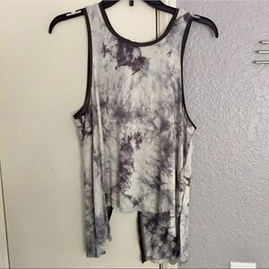 27 miles split back gray tank top blouse Small